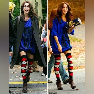 CARRIE BRADSHAW SATC Argyl Over The Knee Socks